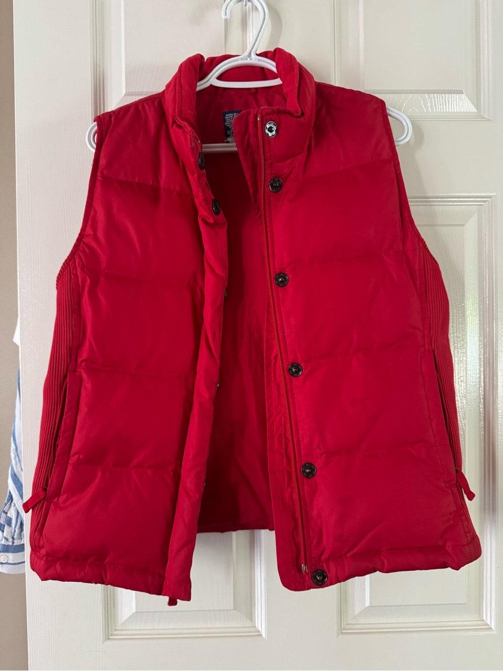 GAP Winter Puffer Vest Down Fill Red Full Zip Snap Size M,Stained as is